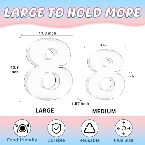 13.8" Extra Large Acrylic Number Charcuterie Board Box, Reusable Fillable Number Cake Candy Dish Display Serving Tray for Birthday Anniversary Party Decoration (8) - Image 2
