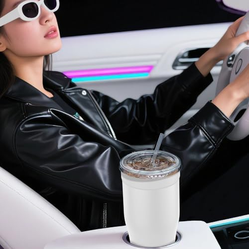 Universal Iced Coffee Sleeve - Insulated Double Wall Reusable Stainless Steel Holder Sleeves Insulator for Cold Drinks Fits Small Medium Large To Go Cups Gifts for Men Women Him Her (White) - Image 5
