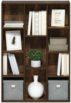 Furinno LUDER Book Shelf, 11-Cube Bookshelf, Reversible Bookcase, 9.4 x 29.1 x 41.7, Easy Assembly, for Living Room, Bedroom, Home Office, Amber Pine - Image 5