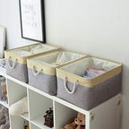 TheWarmHome Storage Baskets for Organizing, Extra Large-3Pack, 17.7L×13.8W×9.8H inch Large Sturdy Storage Bins, Decorative Storage Baskets for Shelves Closet Nursery (Gold&Grey) - Image 4