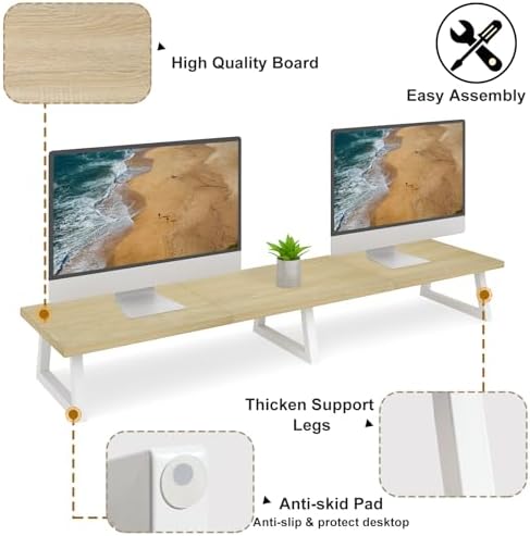 TEAMIX 42 inch Large Dual Monitor Riser, Desk Organizer Stand for TV Laptop - Image 5