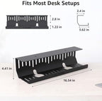 Aothia Under Desk Cable Management Tray, 2 Pack, 16.5 in, Metal, Black - Image 2