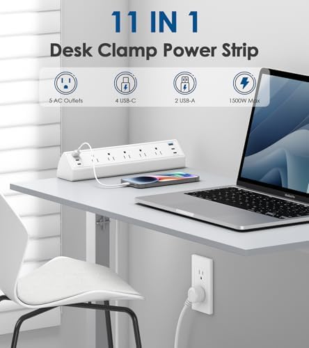Jgstkcity Desk Clamp Power Strip USB C,Table Surge Protector - Image 4