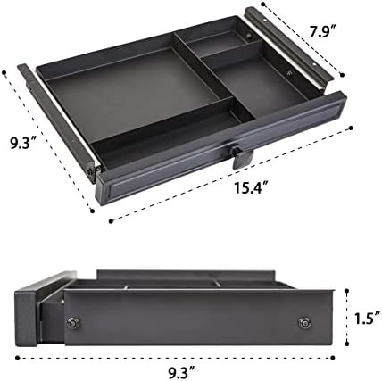 GOME Under Desk Slide out Pencil Drawer with Space Divider Design for Storing Pencil and Office Accessories, Underdesk Pull out Tray Organizer Mounted for Sit Stand Workstation - Image 2