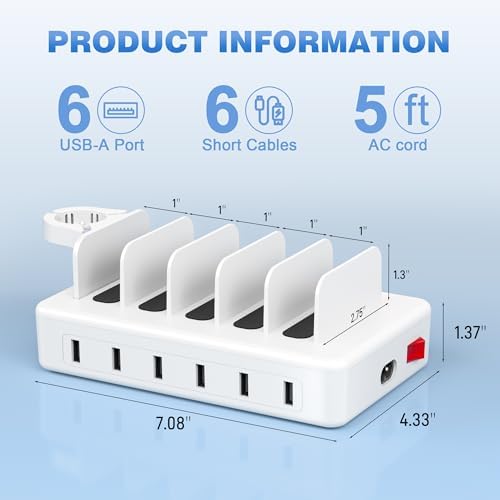 Charging Station for Multiple Devices, 50W 6 Ports Charging Dock with Stand - Image 6