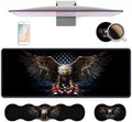 4 in 1 Ergonomic Keyboard Wrist Rest & Mouse Pad Wrist Rest Set, Large XXL Gaming Desk Mat 31.5"x 11.8" with Non-Slip Base, Memory Foam for Home Office Study Gaming, American Flag Bald Eagle by Unknown