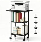 Black Large Printer Stand with Storage 3 Tier Rolling Printer Cart by Luplom