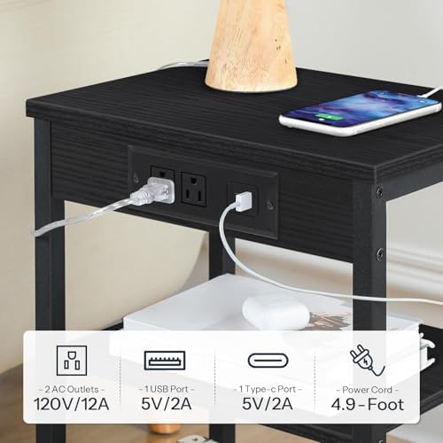 HOOBRO Side Tables with Charging Station, Small End Tables for Small Space - Image 4