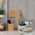 PU Leather Multi-Compartment Pen Holder Desktop Organizer Pencil Cup Storage Caddy for Office Home Supplies Happy Cute Red Panda Bamboo Asia Bear Art - Image 6