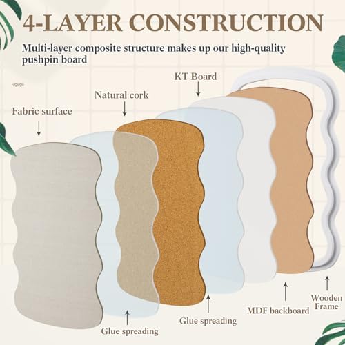 Wonderjune Linen Display Pinboard, Wavy, 24" X 36", Cream White - Image 4