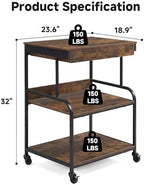 23.6''x18.9'' Printer Stand with Drawer,3 Tier Rolling Printer Cart - Image 2