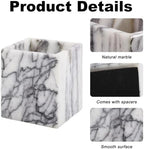Marble Pen Holder Nature Stone Organizer Marble Square Storage Container for Makeup Brush Pens Toothbrush, White Color - Image 4