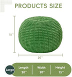 Hobestluk Stuffed Pouf Ottoman Footrest,Round Footstool,Large,Grass Green - Image 2