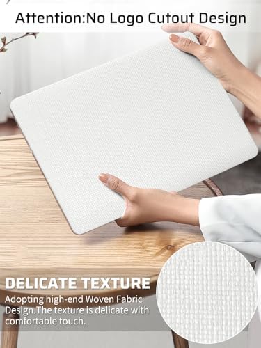Seorsok Compatible with MacBook Pro 16inch Case 2026-2021 M5 M4 M3 M2 M1 A3429 A3428 A3403 A3186 A2780 A2485,Elegant Fabric Leather Plastic Hard Shell Case&Keyboard Cover,White Woven No Logo Cutout - Image 2