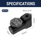 DTGN 200Pcs 4mm Magnetic Peg Hook Locks ABS Plastic, Black - Image 2