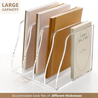 SANRUI 4 Slot Acrylic Desk Organizer, Clear Vertical Magazine File Holder - Image 6