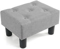 Poofzy Small Foot Stool Ottoman, Linen Ottoman Foot Rest with Legs, Rectangle Foot Rest for Couch, Footstools and Ottomans Small for Living Room and Entryway (Light Gray) by Poofzy