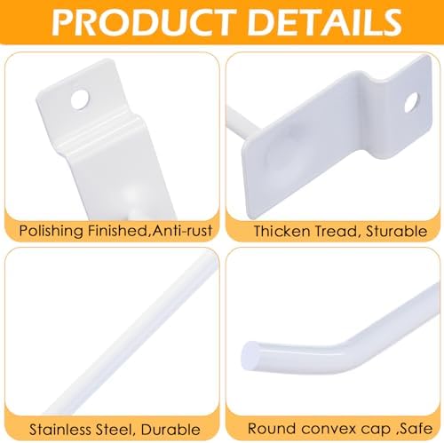 Moxweyeni 100 Pack Slatwall Hooks for Retail Garage Metal,5.9 Inch,White - Image 3