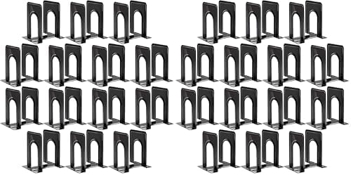 Happyhapi 14 Pair Book Ends for Shelves, 28 Pcs Metal Bookends Book Holder for Shelf, Heavy Book Stopper for Desk, Simple Library Office Home Bookend, 4.9 x 5.7 x 6.5 in, Black (Pack of 2) by Happyhapi