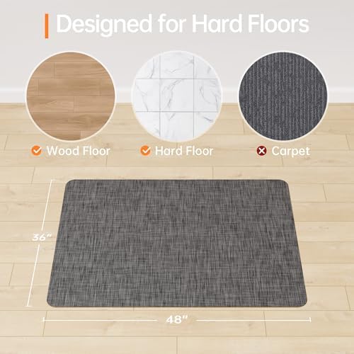 Office Chair Mat, 36" x 48" Computer Chair Mat for Hardwood Floor, Non-Curve Anti Slip Hard Floor Protector for Rolling Chair, PVC Mat Desk Rug for Home Office - Image 2