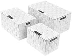 Sorbus Storage Basket with Lid, 3-Piece Woven Set for Shelves (White) - Image 6