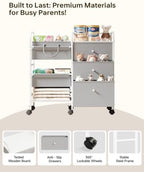 2in1 Baby Diaper Caddy Organizer and Storage Cart with Dividers and Drawers - Image 7