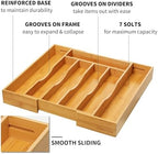 2-Piece Bamboo Silverware Organizer, Expandable Kitchen Drawer Organizer for Cutlery and Utensils, Multifunction Adjustable Bamboo Wood Cutlery Tray in Drawer for Flatware, (Natural) - Image 5