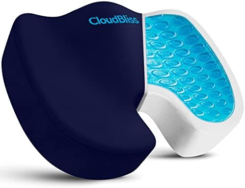 CloudBliss Gel Memory Foam Seat Cushion for Long Sitting, Large, Blue by CloudBliss