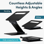 Lifelong Aluminum Adjustable Laptop Stand, Extra Tall 20" Riser, Black - Image 3