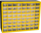 Akro-Mils 64-Drawer Plastic Storage Cabinet, 20"W x 6"D x 16"H, Yellow by Akro-Mils