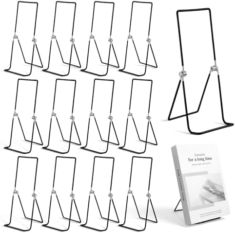 12 Pack Large Metal Book Stand, 9.2 Inch Adjustable Display Holder Easel Collector Stand for Home Office Books Magazine Frames Comic Plates Album CD by Unknown