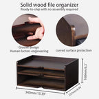 Wooden Desk Organizer with File Sorter, Stackable Paper Tray & Mail Holder - Image 3