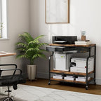 EasyCom 32.3"×18.9" XL Printer Stand with Double Drawers & Wheels - Image 7