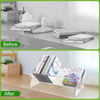 Picowe Acrylic Desktop Bookshelf, Transparent Tabletop Book Stand Organizer with Semi-Circular Base, Book Holder Display Rack for Books, CDs, Magazines - Image 6