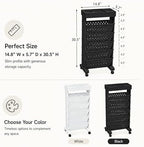 6-Tier Rolling Bookshelf Magazine Rack with Wheels Black - Image 3