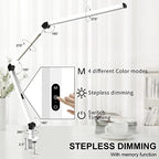 Micomlan LED Desk Lamp with Clamp, Dual Light Table Lamp with Adjustable Swing Arm, Eye-Care 4 CCT Modes & 5 Brightness Levels Clip-on Architect Modern Desk Light for Home Office Crafting Sewing - Image 3