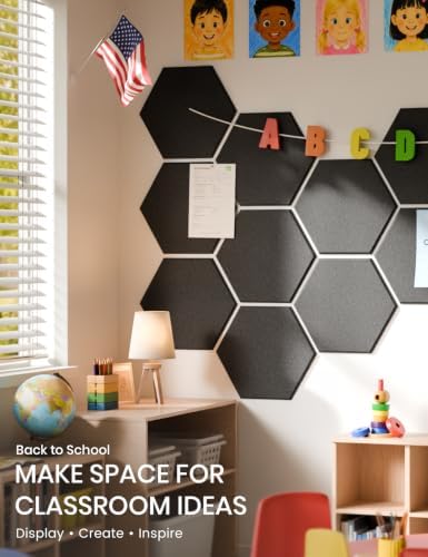 Fluxynara 8-Pack Hexagon Felt Bulletin Board Tiles, Black-1 - Image 5