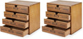 Flexzion Wood Desktop Organizer with Drawers, Desktop Storage Drawers Wood Cabinet, 4-Drawer Wooden Card Catalog Cabinet for Office, Crafts, Jewelry, Stationery, Vintage Brown (Pack of 2) by Flexzion