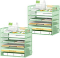 Daltack 6-Tier Paper Organizer for Desk with Handle, Green, 2 Pack by DALTACK