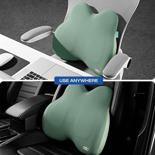 Skechers Women’s Lumbar Pillow, Memory Foam Lumbar Support Pillow for Office,Chair Lower Back Pain Relief Lumbar Pillow,Ergonomic Design Back Support Pillow for Office Chair,Car,Home,Travel,Green - Image 4