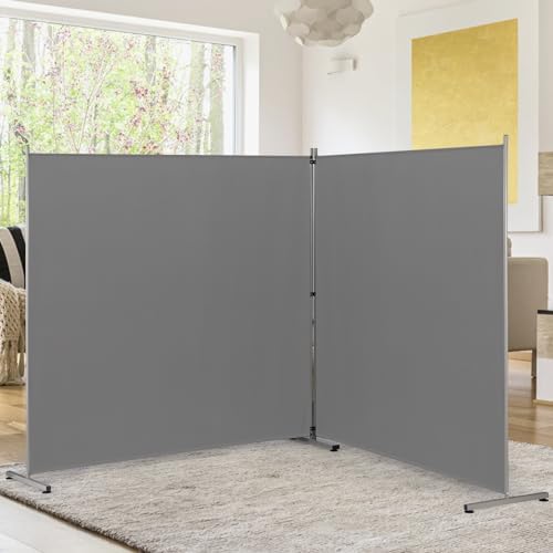 Rantila Indoor Room Divider, Portable Office Divider, Room Divider Wall Screen 2 Large Panel, Folding Partition Privacy Screen Walls Dividers for Room Separator 142" W x 71" H,Gray by RANTILA