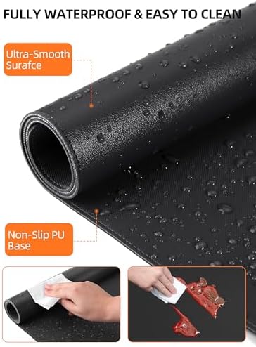 Mouse Pad with 15W Wireless Charging, XXL Large Leather Desk Mat, Black - Image 5