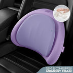 Skechers Lumbar Pillow Premium Memory Foam, Double-Layer-Office Chair Cushion for Tailbone Pain Relief,Butt Pillow for Office Chair,Car seat Cushion,Long Sitting Office Workers,and Car Drivers,Purple - Image 2