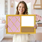 3-1 Memo Bulletin Board Combo,16’’x24’’,Gold Frame Pink Linen Ribbon Photo Board, Magnetic Whiteboard & Corkboard, for Office, Home, Bedroom,School,Dorm Wall Decor - Image 7
