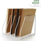 Lovemolly Acrylic Magazine File Holder – 4-Slot Clear Desk Organizer, Vertical Document Sorter for Office, Home & Classroom, No-Assembly Tabletop Rack for Folders, Books & Tablets, 7.09x8.07x6.3 in - Image 3