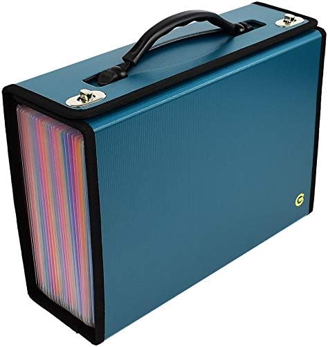CNK Accordion File Organizer - 36 Pocket Teal Folder with Ergonomic Handle, Double Lock Buckles, Protects Documents, Durable Polypropylene, 8.5 x 11 in by CNK