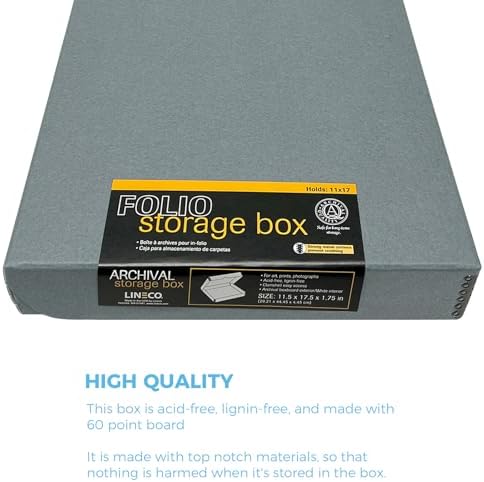Lineco Clamshell Archival Storage Box, 11.5x17.5x1.75 Inch, Gray - Image 3