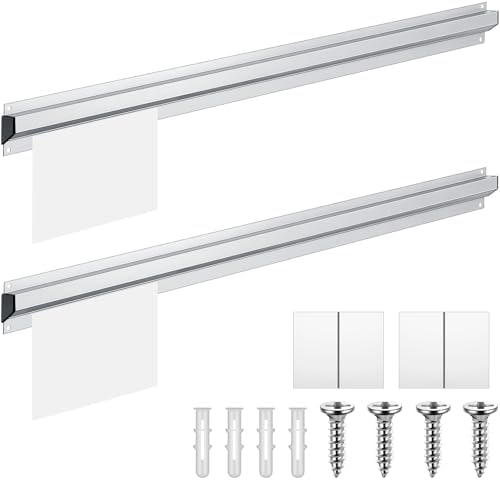 Henoyso 2 Pcs Restaurant Ticket Holder 16/18/24/28/30/32/40/44" Slide Check Rack Receipt Holder Aluminum Silver Order Ticket Rack for Commercial Kitchen Office Cafes Pubs Bar(32 Inch,No Slot) by Henoyso