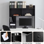 Cinnvoice White Desktop Bookshelf Countertop Storage Hutch with Drawer for Computer Desk 5-Tier Display Rack Multipurpose Wood Desktop Hutch Storage Organize for College Dorm Home Office Supply - Image 4