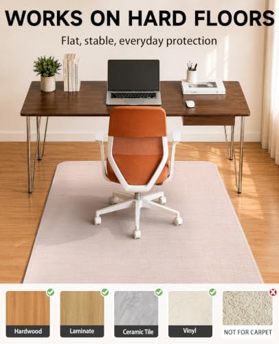 Funwheat Woven Office Chair Mat for Hardwood Floor, 48 x 60 in, Beige - Image 6